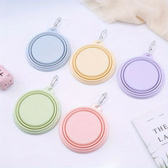 Pet Portable Foldable Bowl for Outdoor, Hanging Pet Drinking Water Feeding Silicone Bowl, Can be Used for Cats and Dogs