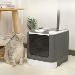 Extra Large Enclosed Cat Litter Box Top Entry Litter Tray with Drawer Design Anti Splash Hooded Toilet with Odor Sealing