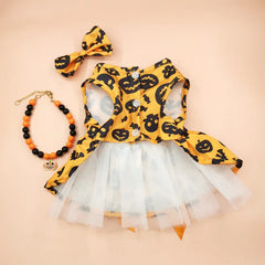 Halloween Pumpkin Pet Dress - Dog Tutu Dress for Teddy & Cats, Princess Costume for Small Dogs & Kittens