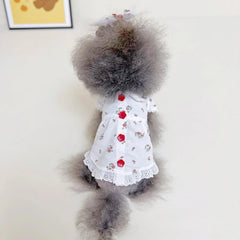Pet Floral Dress Cat and Dog Spring Rose Flying Sleeve Lace Princess Dress Puppy Clothes Dog Dresses for Small Dogs