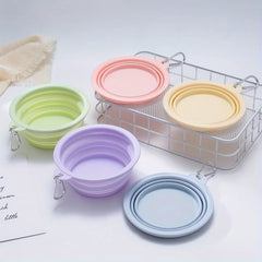 Pet Portable Foldable Bowl for Outdoor, Hanging Pet Drinking Water Feeding Silicone Bowl, Can be Used for Cats and Dogs