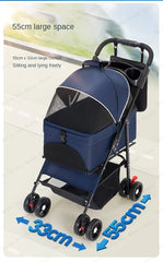 Portable Outdoor Pet Stroller Foldable and Separable Travel Pet Stroller Large Basket Pet Bag Cat and Dog Supplies