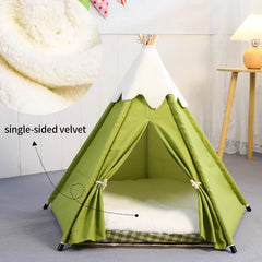 Pet Teepee Tent for Small Dogs or Cats Puppy Sweet Bed w/Thick Plush Pad Washable Dog or Cat Houses