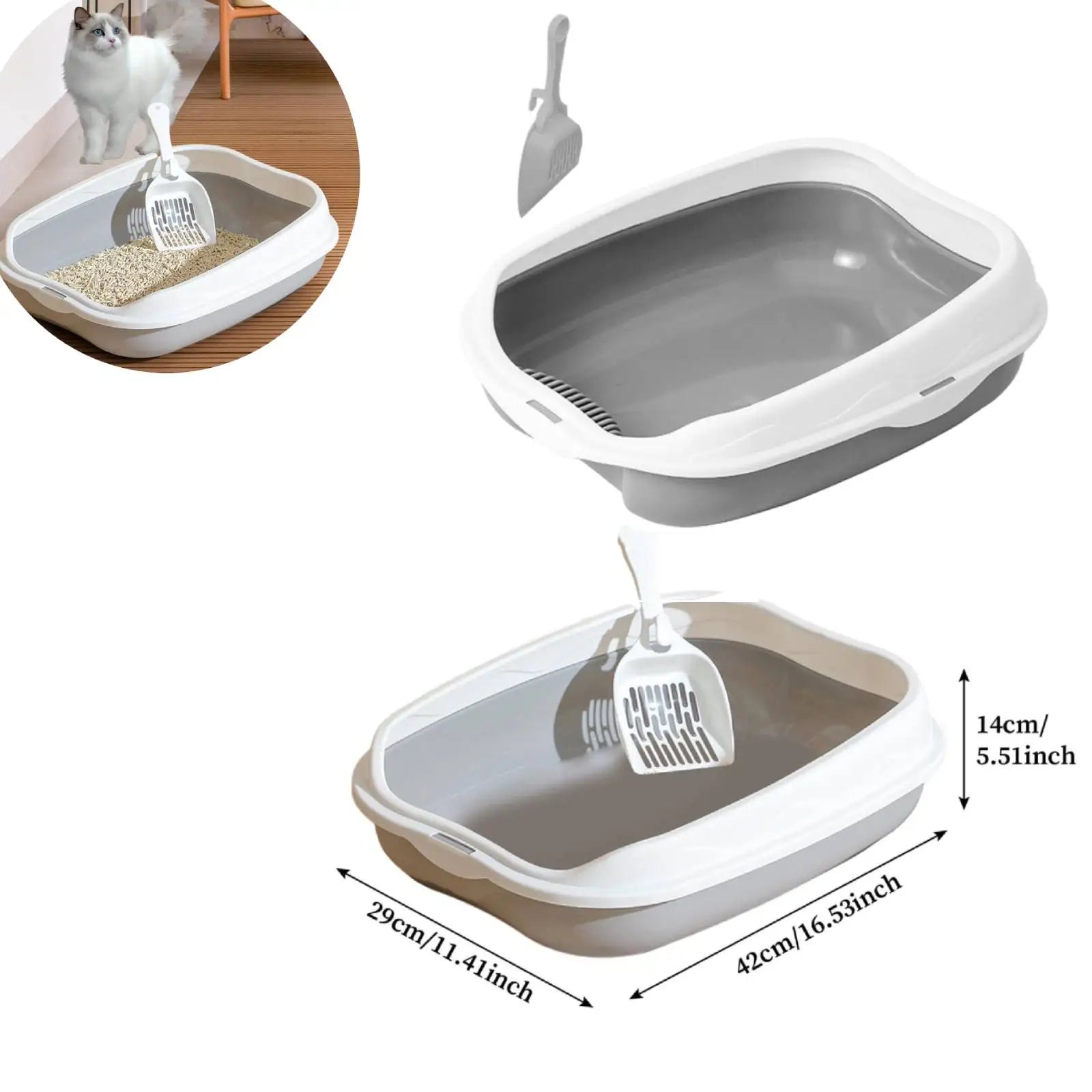 Semi enclosed cat little box With High Side Bedpan Potty Toilet for Small Pets Indoor Cats little tray Kitty litter pan Shovel
