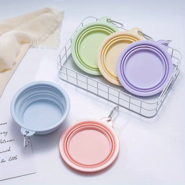 Pet Portable Foldable Bowl for Outdoor, Hanging Pet Drinking Water Feeding Silicone Bowl, Can be Used for Cats and Dogs