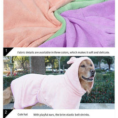 Cute Dog Bathrobe Pet Drying Coat Clothes Microfiber Absorbent Beach Towel For Dogs Cats Fast Dry Dog Fast Drying Hooded Jacket