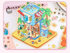 Cute Cartoon Animal Little House 3D Landscape Sticker Children's Fun PET Decompression DIY Games Kawaii Miniature World Decals