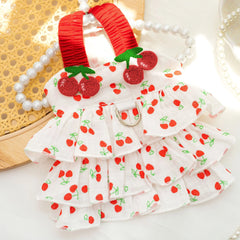 Pet Dress for Dogs & Cats - Layered Cake Style Printed Clothes, Small Medium Breed Apparel, Adorable Summer Outfit