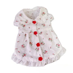 Pet Floral Dress Cat and Dog Spring Rose Flying Sleeve Lace Princess Dress Puppy Clothes Dog Dresses for Small Dogs