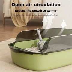 Open Type Cat Litter Box Semi Enclosed Splash Proof and Easy Clean Cat Toilet Cleaning Cat Litter Box with Cat Litter Shovel