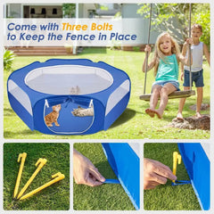 Animal Playpen Pet Portable Foldable Exercise Fence with Side Door Outdoors Pet Cage Tent for Cats/Dogs/Rabbits/Hamster