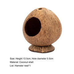Hamster House Bite-resistant Natural Small Pet Coconut Cages Guinea-pig Hamster Hideout House Toy Wooden House Pet Supplies