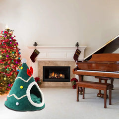 Christmas Cozy Cat House Pet for Small Dogs Puppy Mat Kitten Cave Winter Warm Soft Comfortable Basket Deep Sleep