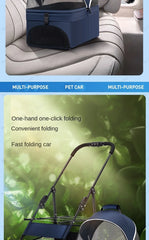 Portable Outdoor Pet Stroller Foldable and Separable Travel Pet Stroller Large Basket Pet Bag Cat and Dog Supplies