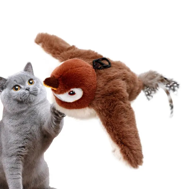 Electric Bird Teasing Cat Toy Interactive Simulation Bird Plush Toy Pet Kitten Teasing Toys for cats and kittens to practice