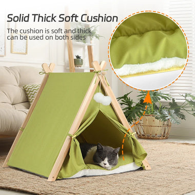 Portable Pet Tent for Dogs and Cats, Large Space with Door Curtains, Semi-enclosed, Detachable and Washable Pet Tent