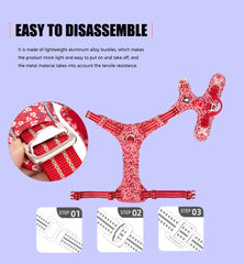 Truelove Pet Dog Harness Floral No Pull Cotton Fabric Breathable and Reflective Soft for Big Medium Small Adjustable VestTLH5655