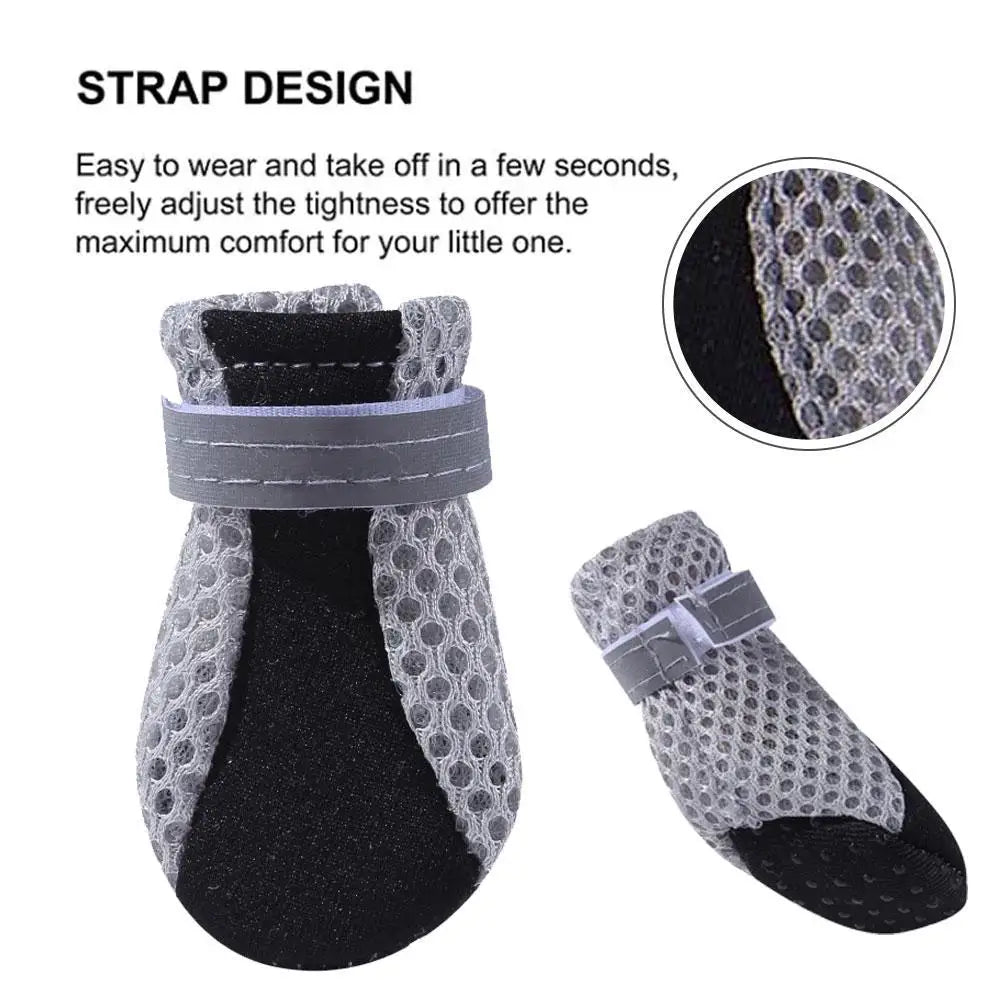 Breathable Pet Dog Shoes Outdoor Walking Net Shoes Soft Summer Pet Shoes Night Safe Non-slip Reusable Boots For Small Mediu F3D2