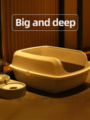 HOOPETCat Litter Box Large Capacity Litter Pan Semi-enclosed Pet LitterLitter Box Kitty Supplies Cat Potty Open Cat Litter Box