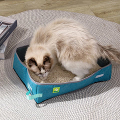 Semi Enclosed Cat Litter Box, Foldable, Portable, Waterproof, Oxford Cloth, Open Cat Toilet  Cat Litter Box Pet Supplies & Pet