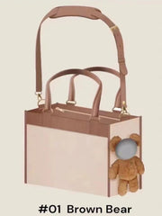 Pet carry bag Pet bag Creative fashionable handbag One-shoulder tilt straddle tote cat bag Small dog brown bear bag