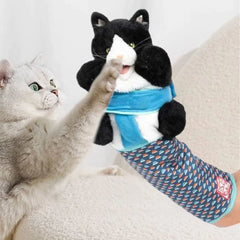 Cat Puppet Wrestler Cat Sumo Wrestling Glove Cats Interactive Play Hand Puppet With Sturdy Padding Soft Plush Toy for Cats Games