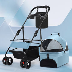 Portable Outdoor Pet Stroller Foldable and Separable Travel Pet Stroller Large Basket Pet Bag Cat and Dog Supplies