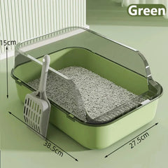 Open Type Cat Litter Box Semi Enclosed Splash Proof and Easy Clean Cat Toilet Cleaning Cat Litter Box with Cat Litter Shovel