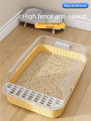 Cat litter box, oversized, splash proof, fully open toilet for kittens, odor proof, semi enclosed toilet, litter box, cat suppli