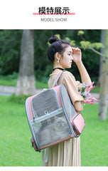Cat bag for outdoor use, portable large capacity pet bag, transparent backpack, all season universal dog bag, breathable