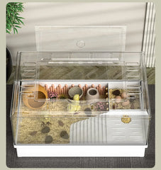 Small Pet House Large Space Transparent Pet Feeding Box Multi Functional Layered Area Luding Chicken Nest Breathable Pet Nest