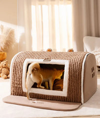 Cute Pet House with Foldable Soft Pet Bed Detachable Washable Pet Castle Suitable for Small Medium-sized Dogs and Cat Cave Nests