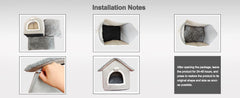 Cat Bed Dog House Gray Soft Plush Detachable Semi Enclosed Foldable Warm Cat Villa Pet Nest Four Season Universal Pet Supplies