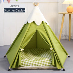 Pet Teepee Tent for Small Dogs or Cats Puppy Sweet Bed w/Thick Plush Pad Washable Dog or Cat Houses