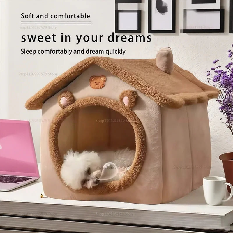 2025 New houses And habitats Four Seasons Pet House Cozy Winter Shelter for Small Dogs Cats, Cat House Style with Removable Wash