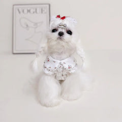 Pet Floral Dress Cat and Dog Spring Rose Flying Sleeve Lace Princess Dress Puppy Clothes Dog Dresses for Small Dogs