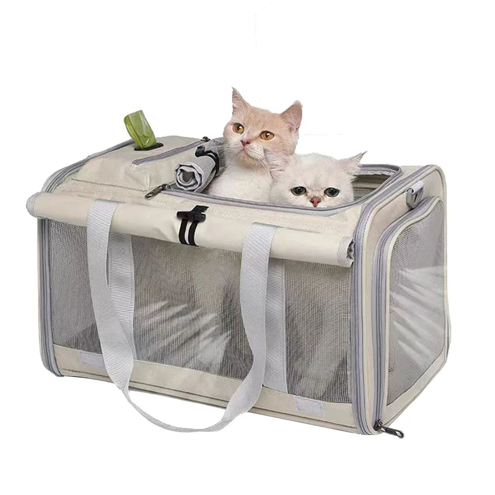 Pet Bag  Portable Bag for Outings Foldable Car Shoulder Portable Cat Bag  Large Capacity Two Cat Outing Bag
