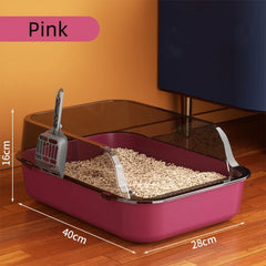 Cat Litter Box Large Capacity Semi-closed Removable Splashproof Cats Toilet with Cat Litter Scoop Pet Clean Supplies Litter Box