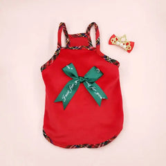 Pet Cat Dress Clothes Christmas Dog Dress Dog Slip Dress ，Coat Dress Red Skirt Costume Pet Cat Warm Dress Bow Skirt Pet Costume
