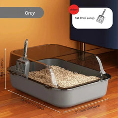 Cat Litter Box Semi Enclosed Design Large Capacity Splashproof Cover Easy Clean Non Stick Cat Toilet with Litter Scoop for Cats
