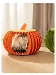 Pumpkin House Felt Cat Nest Fresh and Breathable Cat Bed Semi-enclosed Summer Pet Nest Practical Pet Furniture cat bed