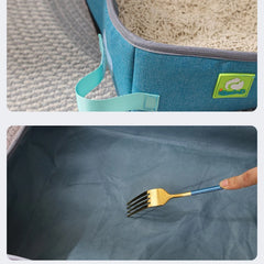 Semi Enclosed Cat Litter Box, Foldable, Portable, Waterproof, Oxford Cloth, Open Cat Toilet  Cat Litter Box Pet Supplies & Pet