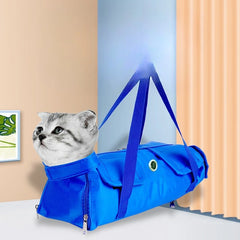 Portable and foldable pet carrying bag for cats, anti-scratch and bite, fixed cat bag for vaccination.