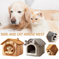 Foldable Pet House Removable Puppy Nest Washable Cat House Soft Pet Sleepping Bed For Extra Small Dogs and Small and Medium Cat