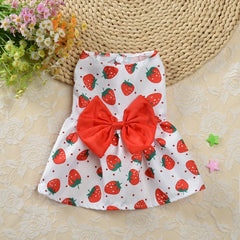 Thin Pet Dress for Dogs Cats - Cute Floral Print Princess Dress with Bow, New Style Puppy Skirt for Teddy Small Pets