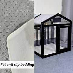 Wooden Small Medium Dogs House Bed Indoor Transparent Board Cats House Luxury Creative Pets Villa with Door Puppy Supplies