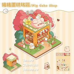 Cute Cartoon Animal Little House 3D Landscape Sticker Children's Fun PET Decompression DIY Games Kawaii Miniature World Decals