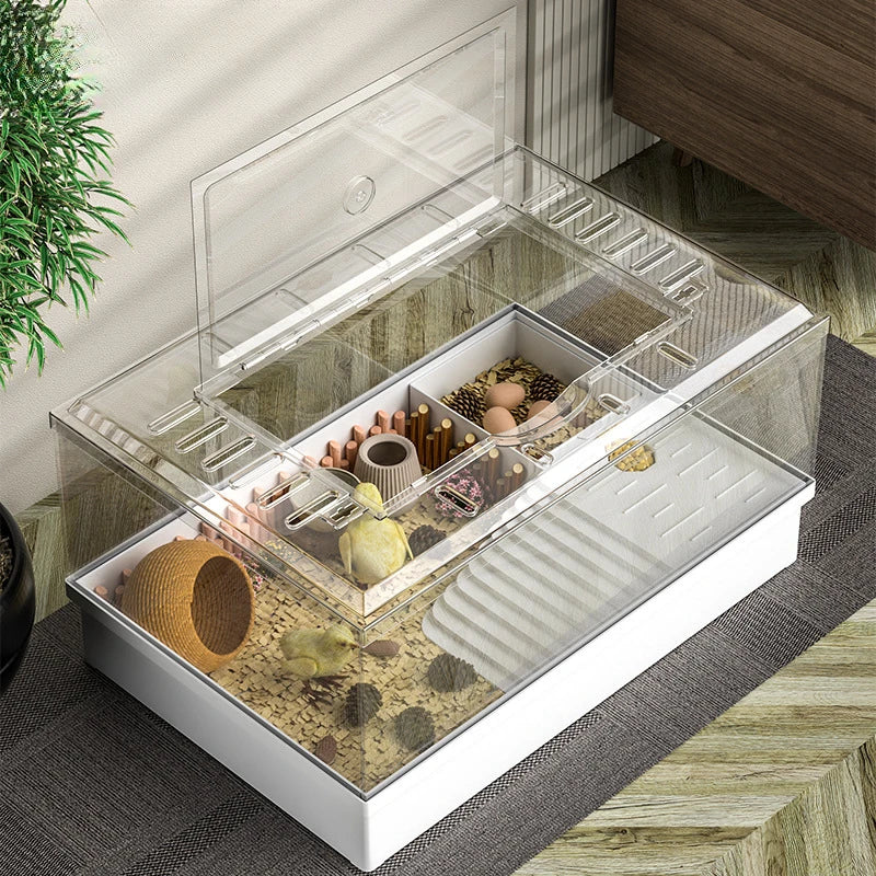 Small Pet House Large Space Transparent Pet Feeding Box Multi Functional Layered Area Luding Chicken Nest Breathable Pet Nest