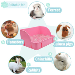 Rabbit Litter Box Corner Toilet Box Durable Animal Potty Trainer for Ferret Hamster Guinea Pig Small Animals Pet Supplies