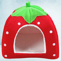 Foldable Pet House Strawberry Cat Bed Portable Entrance Pet Puppy Cave Sofa Cat Tent Sleeping Bed for Cats Dog